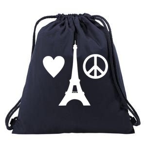 Paris Peace Sign Eiffel Tower Drawstring Bag