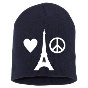 Paris Peace Sign Eiffel Tower Short Acrylic Beanie