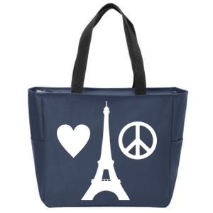 Paris Peace Sign Eiffel Tower Zip Tote Bag