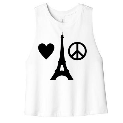 Paris Peace Sign Eiffel Tower Women's Racerback Cropped Tank