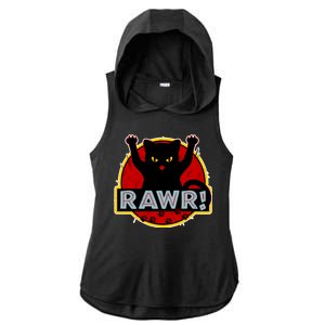 Parody Cat Rawr Logo Ladies PosiCharge Tri-Blend Wicking Draft Hoodie Tank