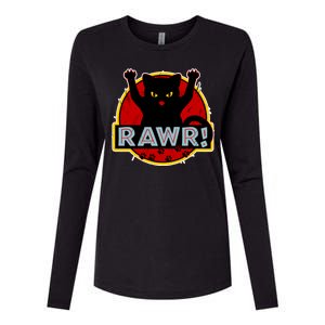 Parody Cat Rawr Logo Womens Cotton Relaxed Long Sleeve T-Shirt