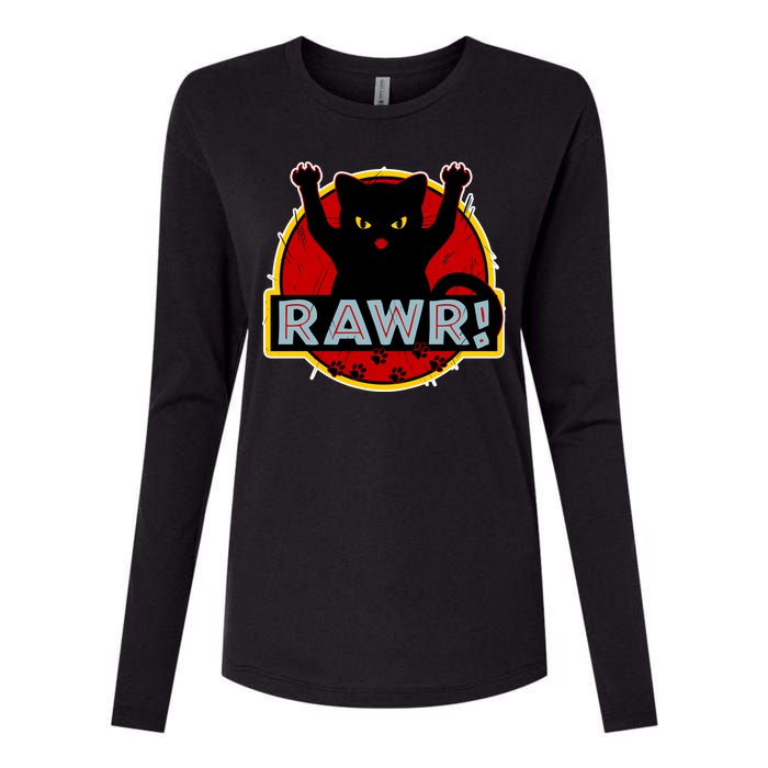 Parody Cat Rawr Logo Womens Cotton Relaxed Long Sleeve T-Shirt