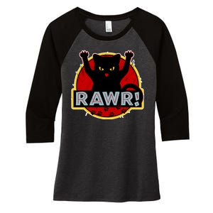 Parody Cat Rawr Logo Women's Tri-Blend 3/4-Sleeve Raglan Shirt