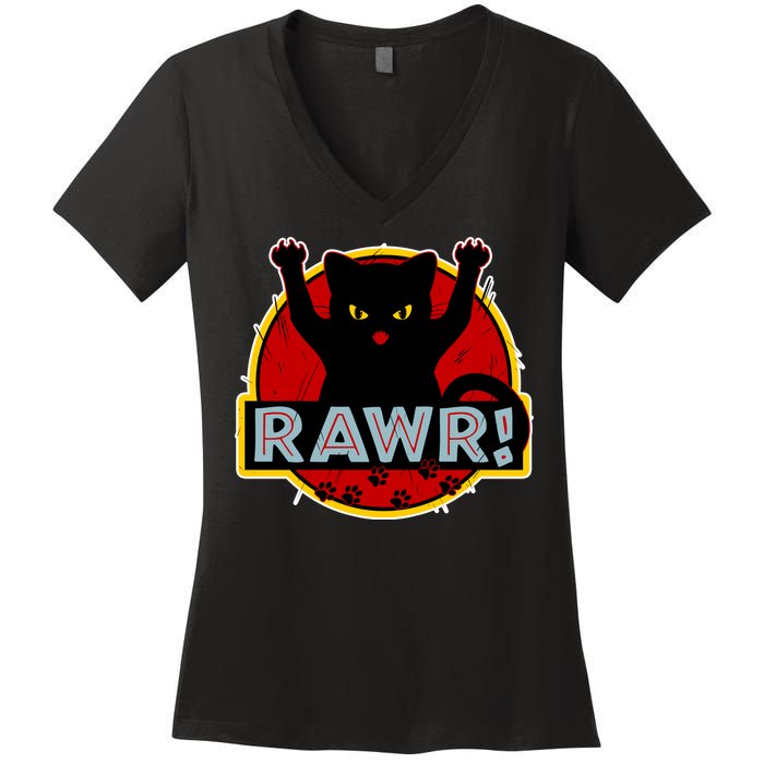 Parody Cat Rawr Logo Women's V-Neck T-Shirt