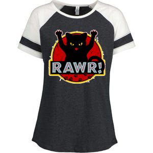 Parody Cat Rawr Logo Enza Ladies Jersey Colorblock Tee