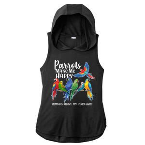 Parrots Make Me Happy Human Make My Head Hurt Ladies PosiCharge Tri-Blend Wicking Draft Hoodie Tank