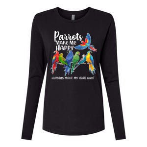 Parrots Make Me Happy Human Make My Head Hurt Womens Cotton Relaxed Long Sleeve T-Shirt