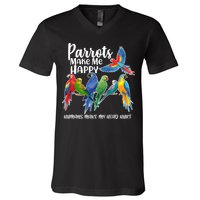 Parrots Make Me Happy Human Make My Head Hurt V-Neck T-Shirt
