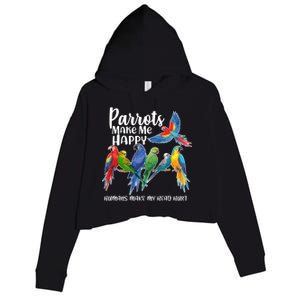 Parrots Make Me Happy Human Make My Head Hurt Crop Fleece Hoodie