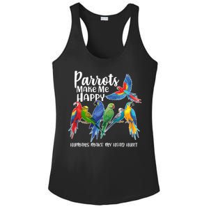 Parrots Make Me Happy Human Make My Head Hurt Ladies PosiCharge Competitor Racerback Tank