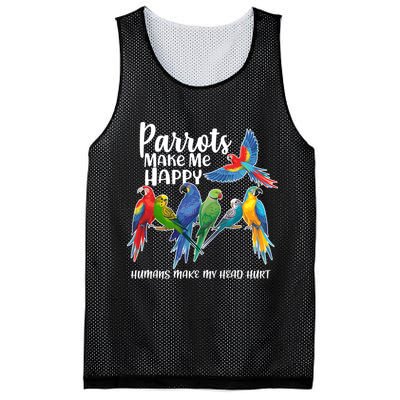 Parrots Make Me Happy Human Make My Head Hurt Mesh Reversible Basketball Jersey Tank