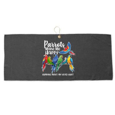 Parrots Make Me Happy Human Make My Head Hurt Large Microfiber Waffle Golf Towel