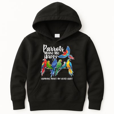 Parrots Make Me Happy Human Make My Head Hurt Kids Hoodie