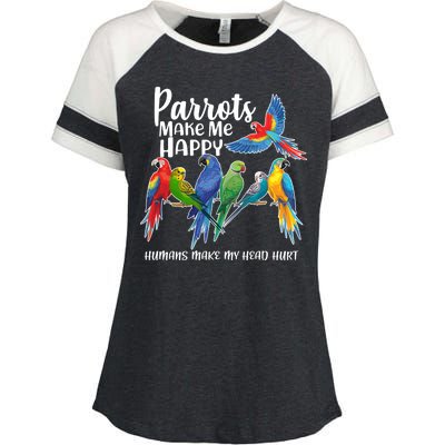 Parrots Make Me Happy Human Make My Head Hurt Enza Ladies Jersey Colorblock Tee