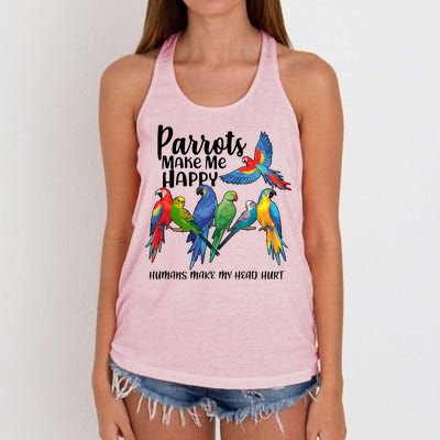 Parrots Make Me Happy Human Make My Head Hurt Women's Knotted Racerback Tank