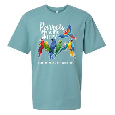 Parrots Make Me Happy Human Make My Head Hurt Sueded Cloud Jersey T-Shirt