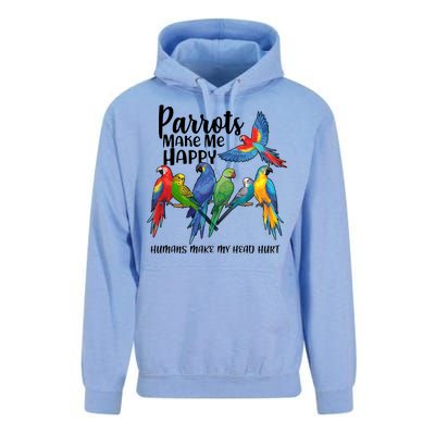 Parrots Make Me Happy Human Make My Head Hurt Unisex Surf Hoodie