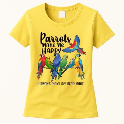 Parrots Make Me Happy Human Make My Head Hurt Womens T-Shirt
