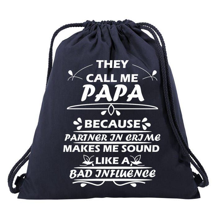 Partner And Crime Papa Drawstring Bag