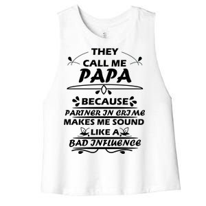 Partner And Crime Papa Women's Racerback Cropped Tank