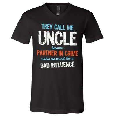 Partner In Crime Uncle V-Neck T-Shirt