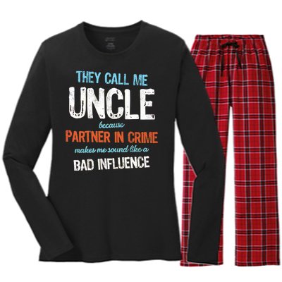 Partner In Crime Uncle Women's Long Sleeve Flannel Pajama Set 