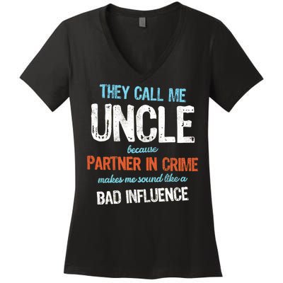 Partner In Crime Uncle Women's V-Neck T-Shirt