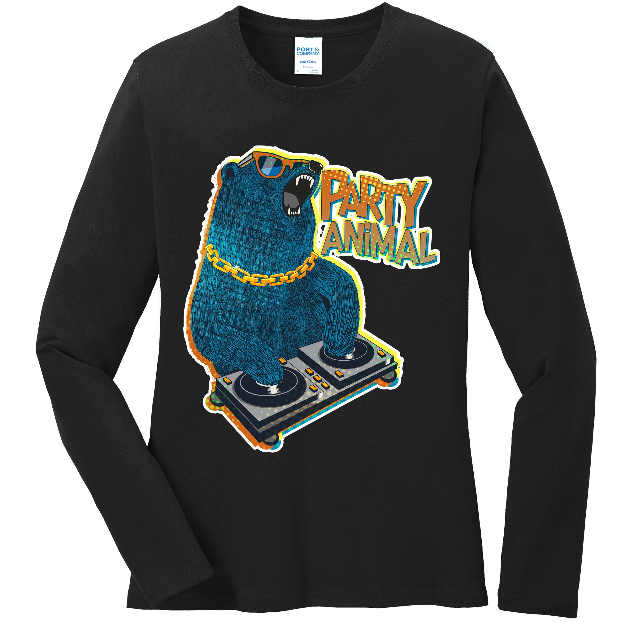 Party Animal - DJ Bear Ladies Long Sleeve Shirt