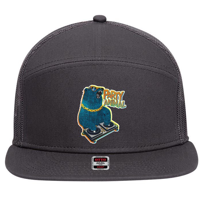 Party Animal - DJ Bear 7 Panel Mesh Trucker Snapback Hat