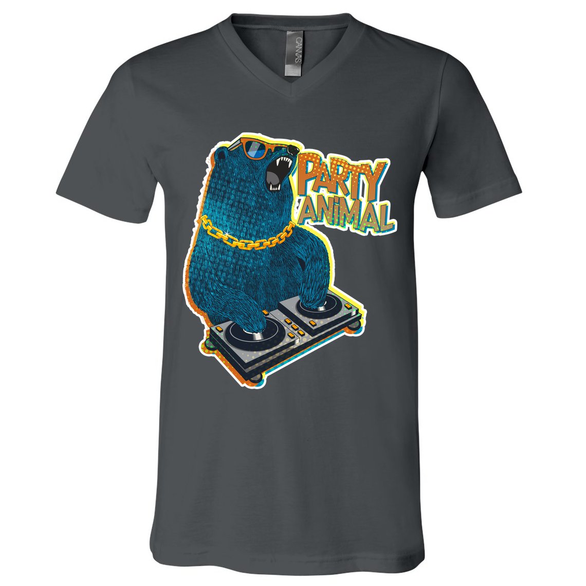 Party Animal - DJ Bear V-Neck T-Shirt