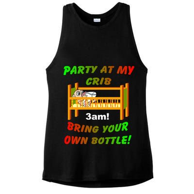 Party At My Crib Bring Your Own Bottle Ladies PosiCharge Tri-Blend Wicking Tank