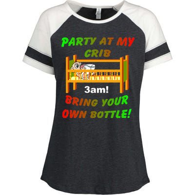 Party At My Crib Bring Your Own Bottle Enza Ladies Jersey Colorblock Tee