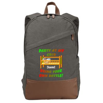 Party At My Crib Bring Your Own Bottle Cotton Canvas Backpack