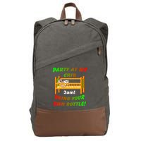 Party At My Crib Bring Your Own Bottle Cotton Canvas Backpack