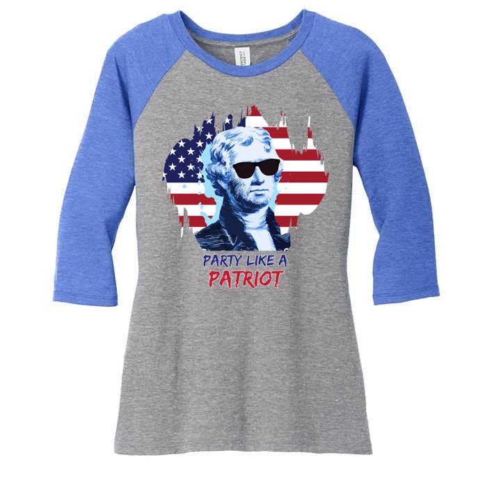 Party Like A Patriot Women's Tri-Blend 3/4-Sleeve Raglan Shirt