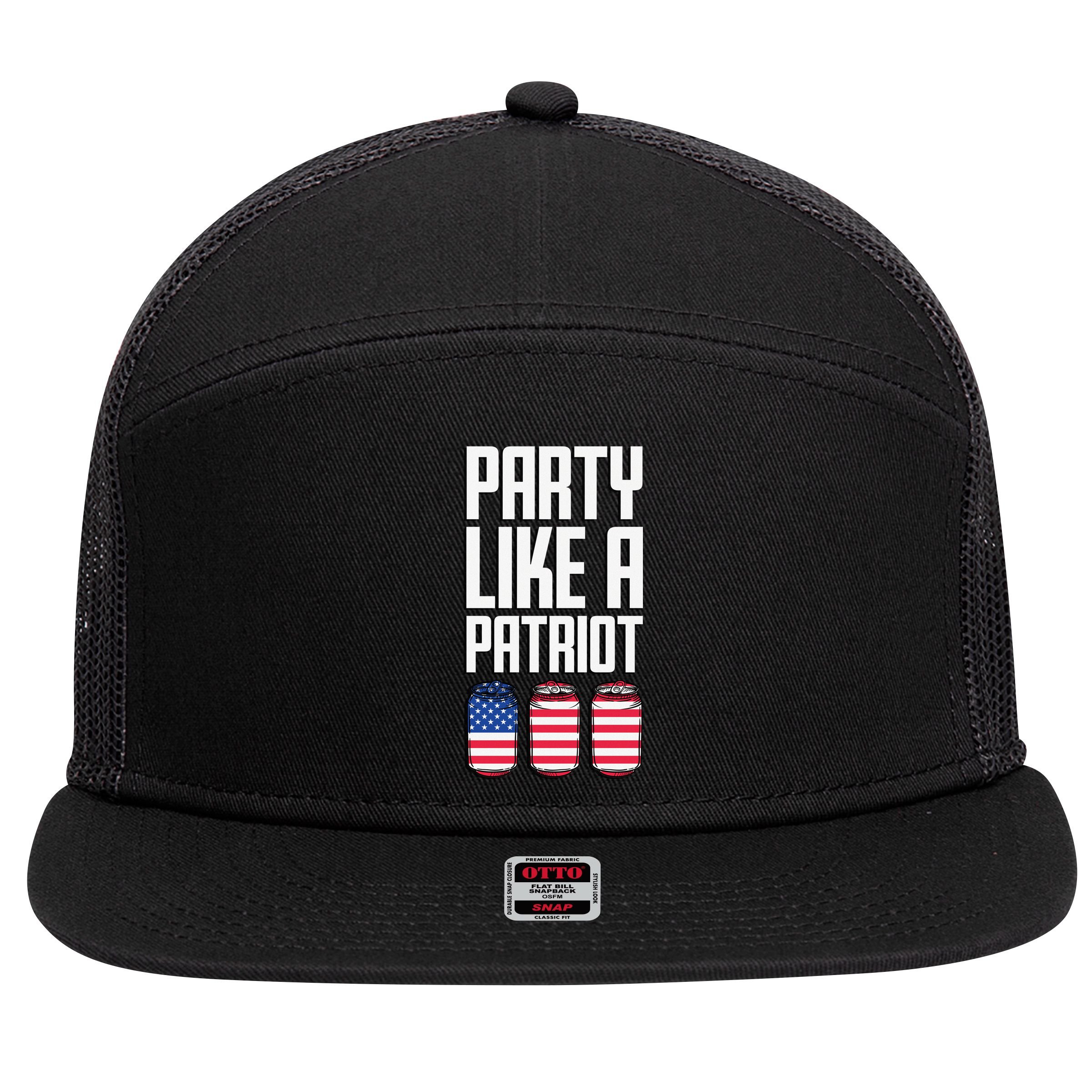 Party Like A Patriot USA 7 Panel Mesh Trucker Snapback Hat