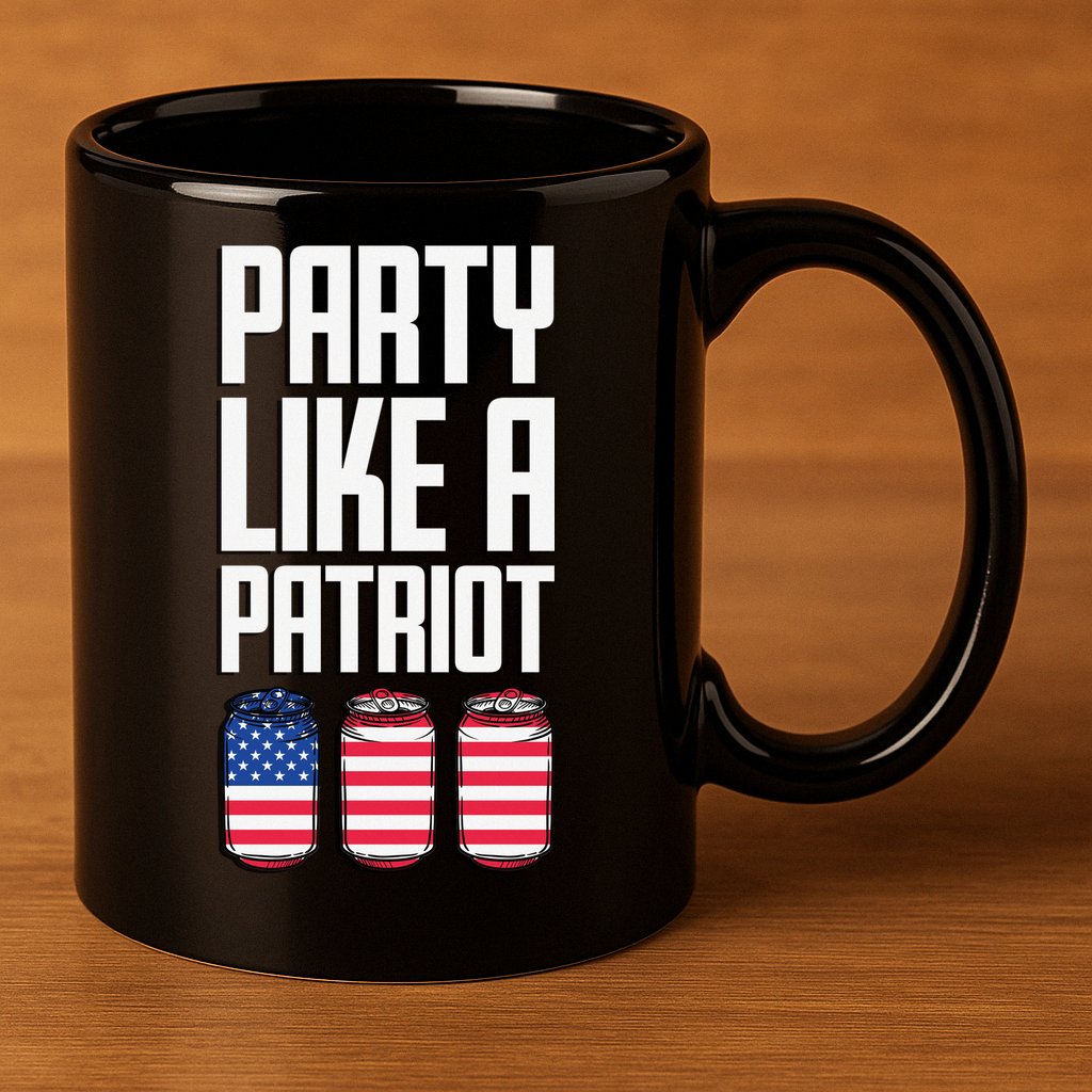 Party Like A Patriot USA 11oz C Handle Ceramic Mug
