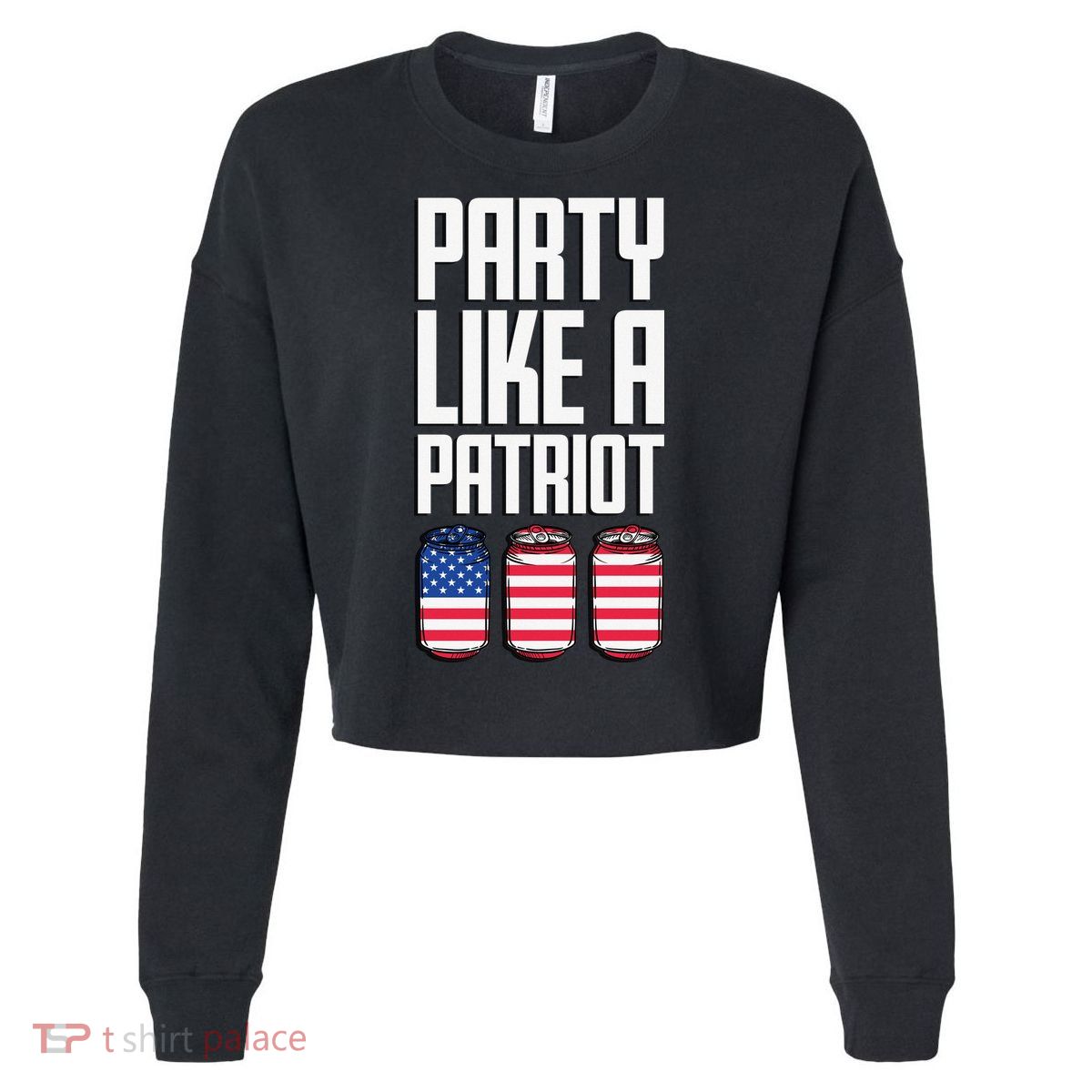 Party Like A Patriot USA Cropped Pullover Crew