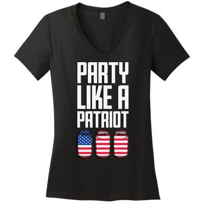 Party Like A Patriot USA Women's V-Neck T-Shirt
