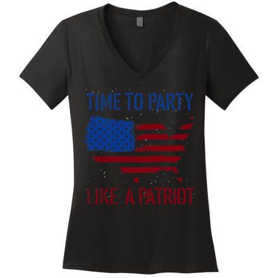 Party Like A Patriot USA Pride Women's V-Neck T-Shirt