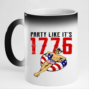 Party Like It's 1776 Patriotic George Washington 11oz Black Color Changing Mug