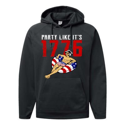 Party Like It's 1776 Patriotic George Washington Performance Fleece Hoodie