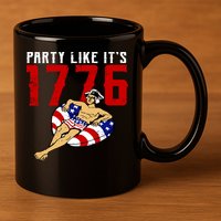 Party Like It's 1776 Patriotic George Washington 11oz C Handle Ceramic Mug