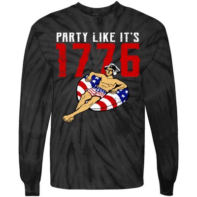 Party Like It's 1776 Patriotic George Washington Tie-Dye Long Sleeve Shirt