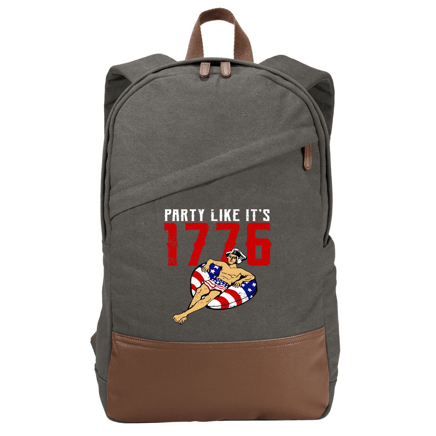 Party Like It's 1776 Patriotic George Washington Cotton Canvas Backpack