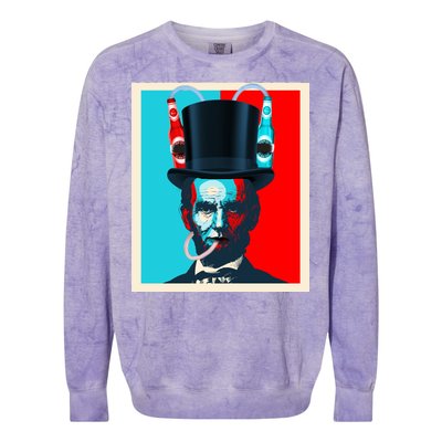 Party With Abe - Abraham Lincoln Drinking Beer Colorblast Crewneck Sweatshirt