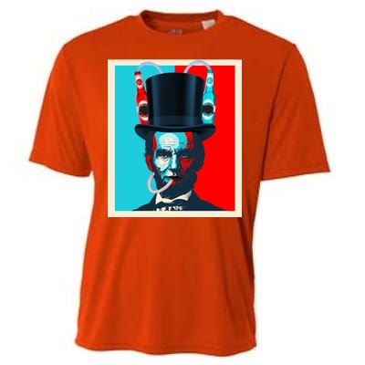 Party With Abe - Abraham Lincoln Drinking Beer Cooling Performance Crew T-Shirt