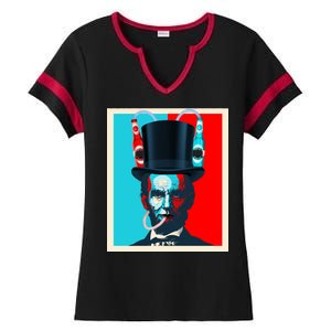 Party With Abe - Abraham Lincoln Drinking Beer Ladies Halftime Notch Neck Tee