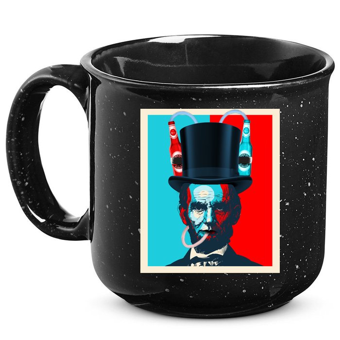 Party With Abe - Abraham Lincoln Drinking Beer 15oz Campfire Ceramic Mug
